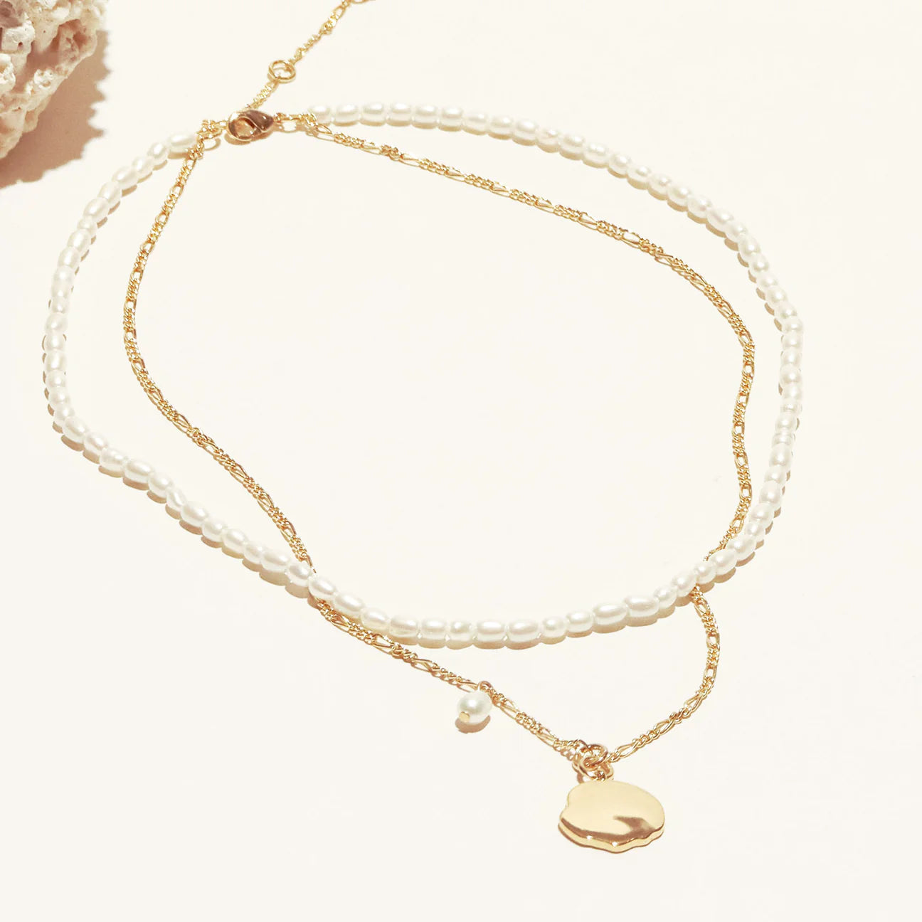 Mignonne Gavigan Elba Double Strand Necklace white gold