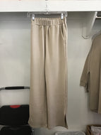 Scuba Modal Wide Leg Pants with Bottom Slits in Taupe by P.cill