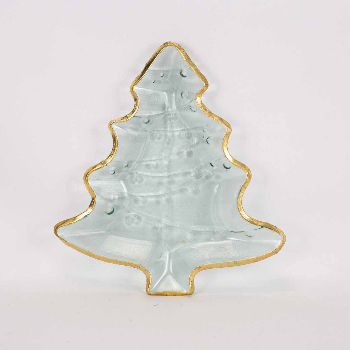 Royal Fir Glass Platter Clear/Gold