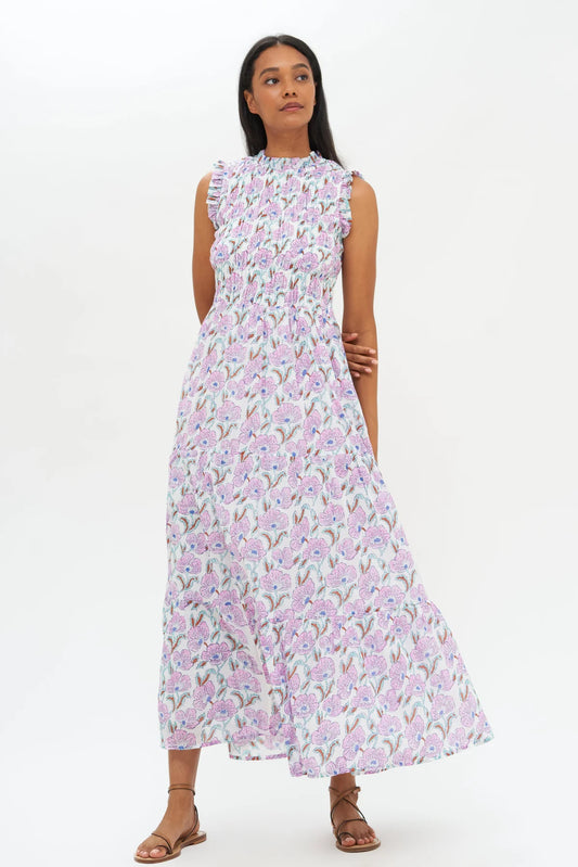 SLEEVELESS SMOCKED MAXI- LUCIA LILAC