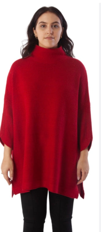 Boho Mock Neck Tunic OS in Scarlet by Kerisma