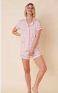 Pima Knit Short Sleeved Short Set in Confetti Dot Rasberry by Cat’s Pajamas
