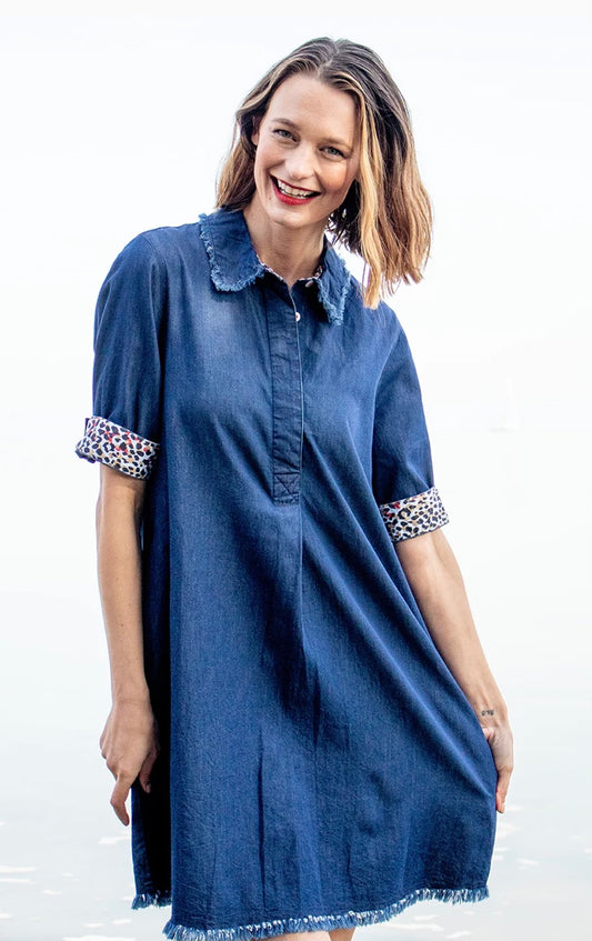 Hyannis Dress in Denim by Dizzy Lizzie