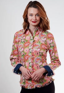 Cape Cod Bright Pink Paisley Shirt by Dizzy Lizzie