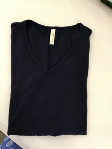 V-Neck 3/4 Sleeve Tee in Navy by Necessitees