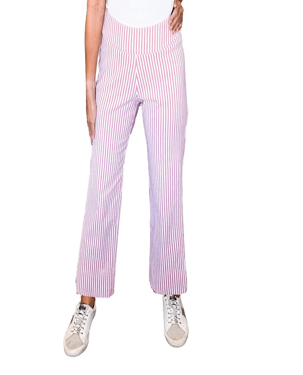 Krazy Larry P-600 Linen Pant in Pink/White Stripe