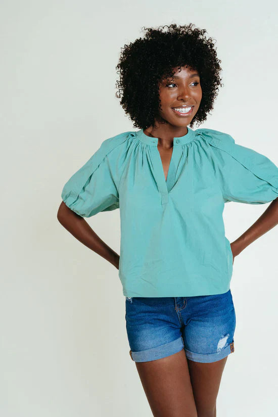 Henley Top in Aqua by LaRoque