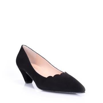 Amaya Kitten Heel Pump in Black Suede by Brenda Zaro