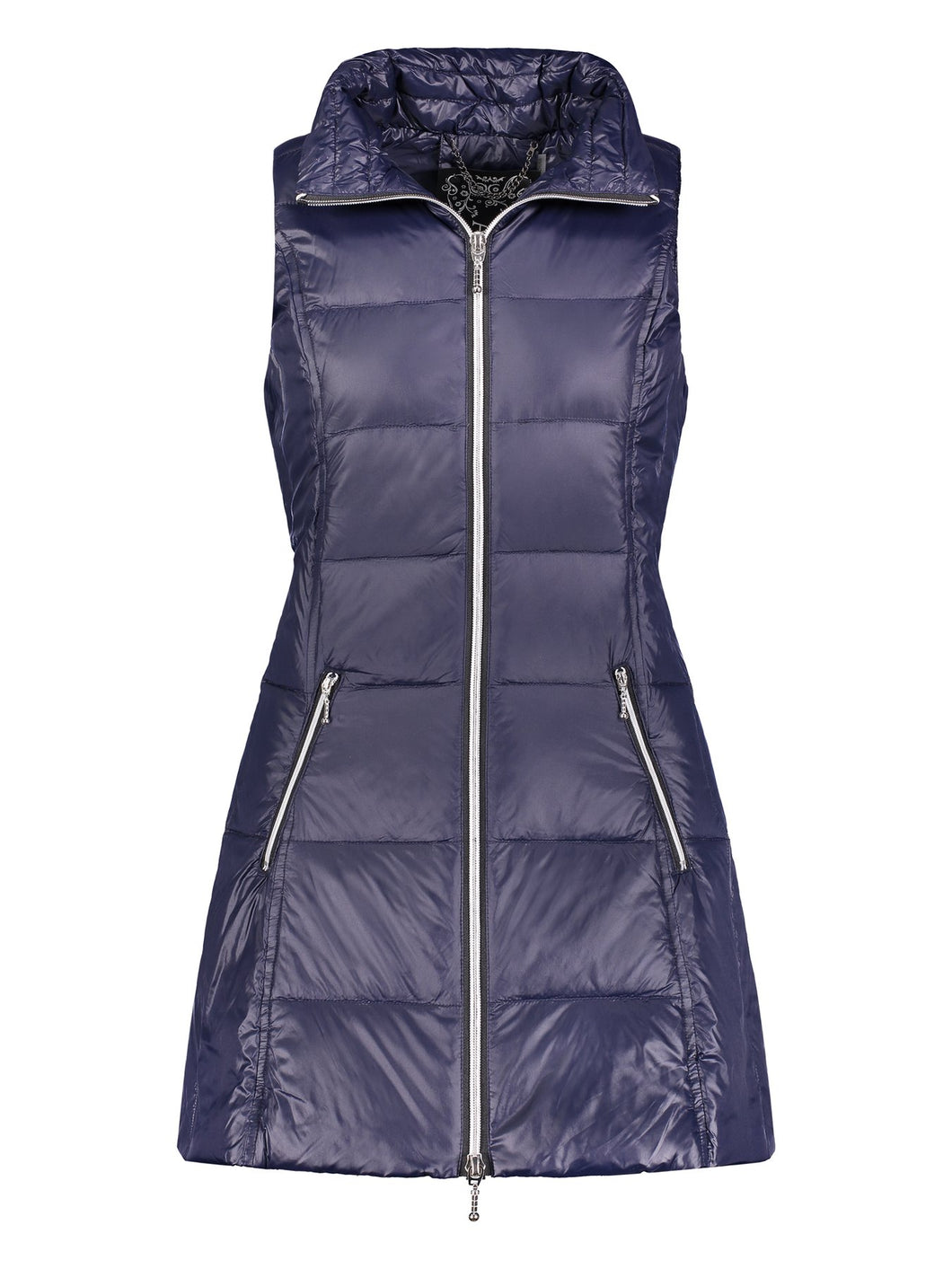 Long Down Filled Puffer Vest in Ink Navy by My Anorak
