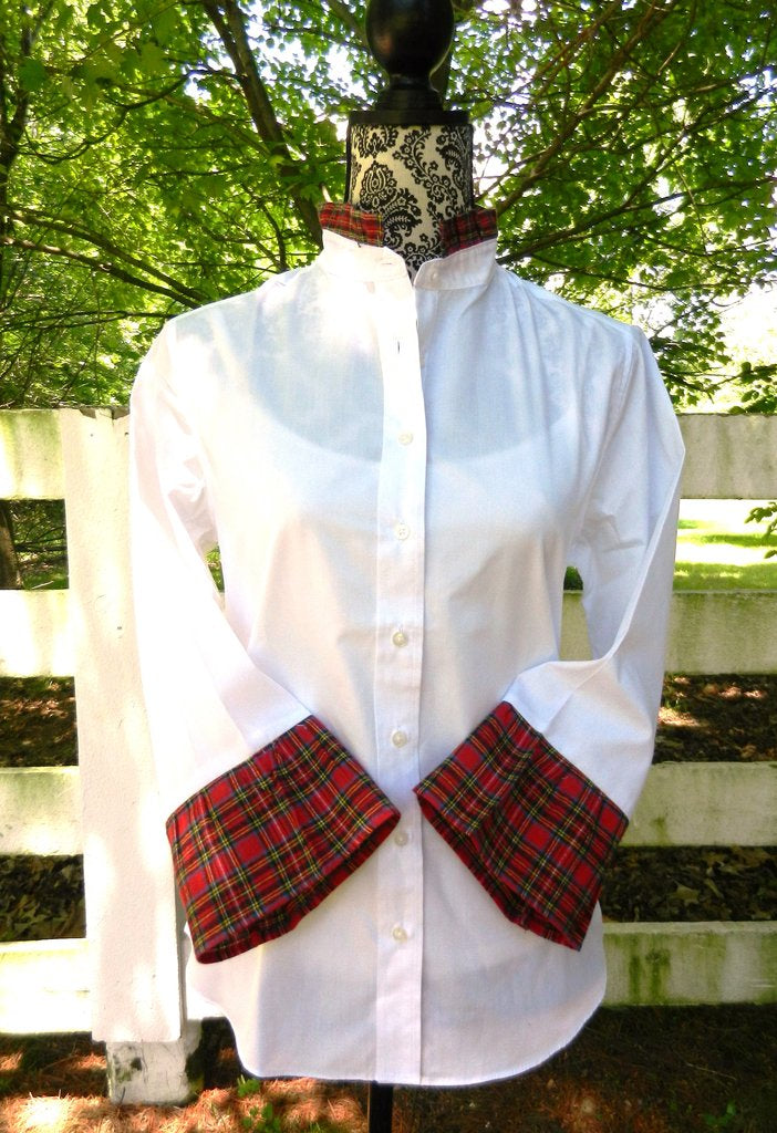 Tally Ho White Shirt with white red green plaid by Pearly Vine
