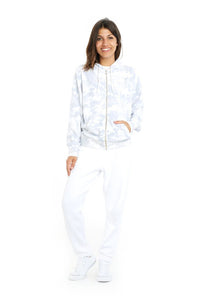 Denver Zip Hoodie in White Camo by Lazy Pants