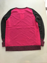 Load image into Gallery viewer, Contrast Back Sweater in Salt and Pepper with Shocking Pink by Edinburgh Knitwear
