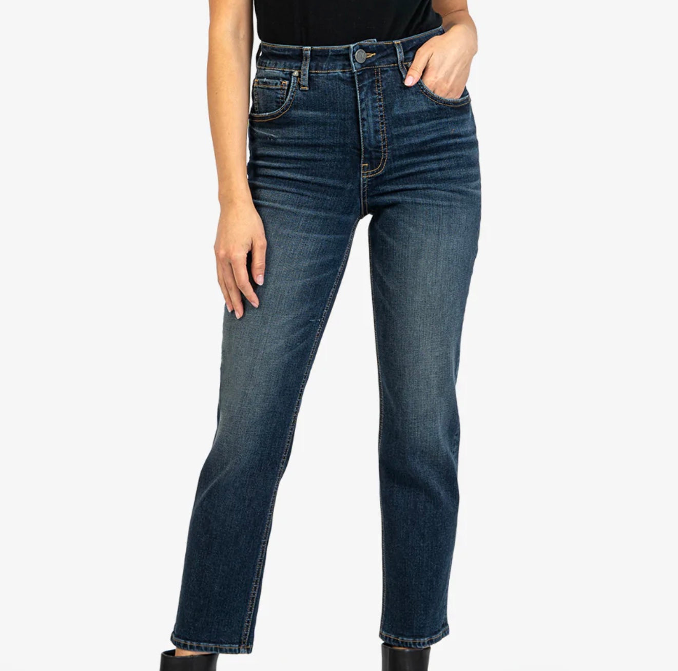 Elizabeth High Rise Fab Ab Straight Leg Jean in Resounding Wash by Kut from the Kloth