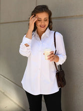 Load image into Gallery viewer, The Sullivan Long Sleeve Button Up Tunic in White by Ameliora
