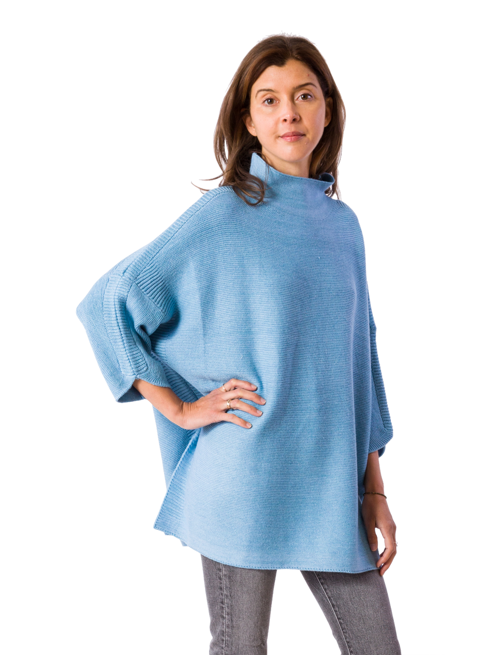 Boho Mock Neck Tunic in Crystal Blue by Kerisma