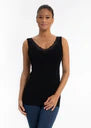 Lace Trim V Neck Tank Black by Elietian