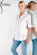 3/4 sleeve Jenna Shirt in White by Finley Shirts
