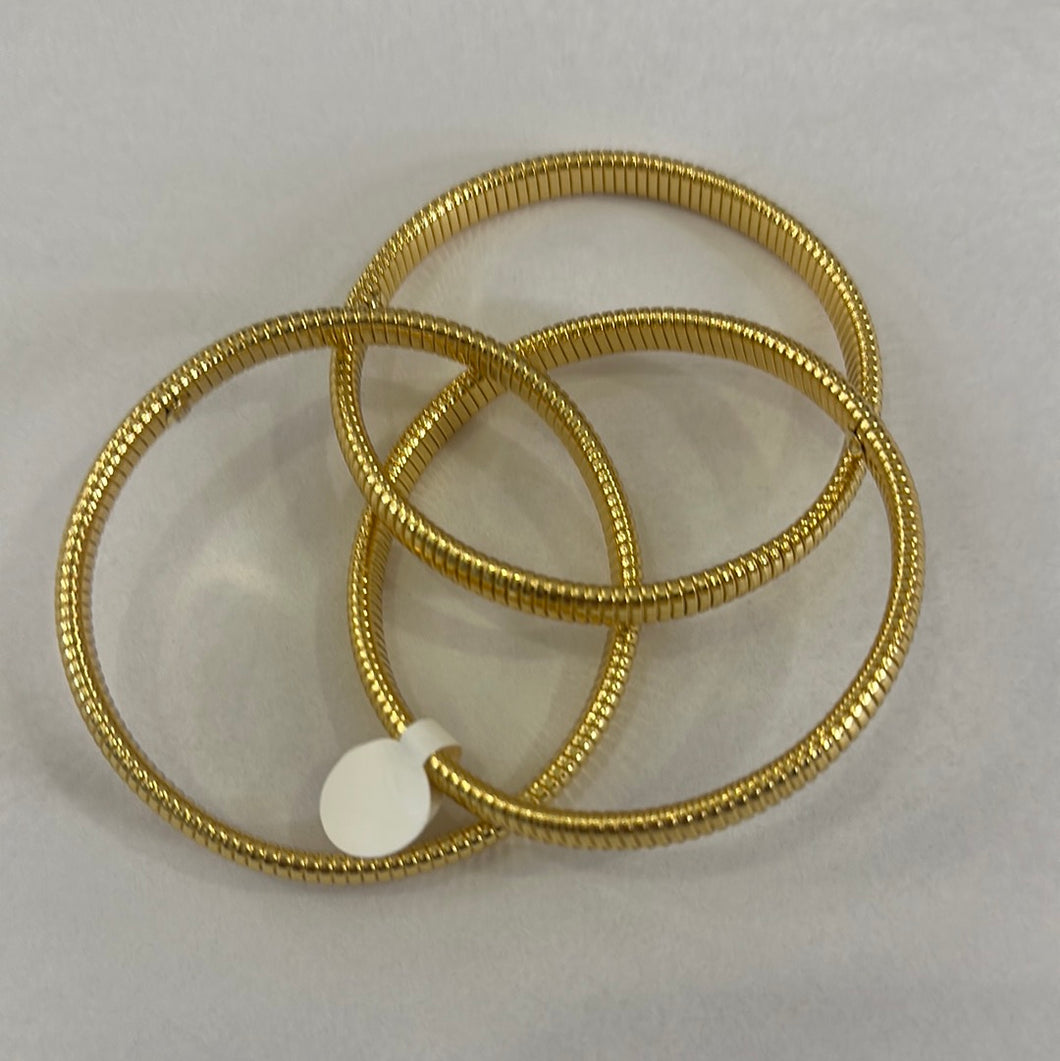 Triple Thin Strand Cobra Bracelet in Polished Gold by Janis Savitt