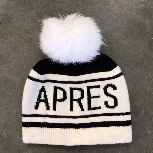 Apres Ski Knit Hat with Pom Pom in Black by MM