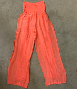 Woven Wide Leg Pants in Coral by M Made in Italy