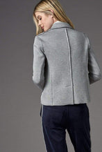 Load image into Gallery viewer, Doubleface Neoprene Moto Jacket in Heather Grey and Ivory by Lola and Sophie

