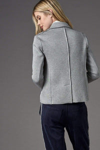 Doubleface Neoprene Moto Jacket in Heather Grey and Ivory by Lola and Sophie