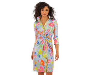 Jersey Twist and Shout Dress Birds and Bees Periwinkle by Gretchen Scott