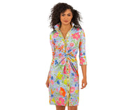 Jersey Twist and Shout Dress Birds and Bees Periwinkle by Gretchen Scott