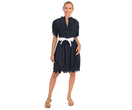 Heavily Embroidered Magnifico Dress Navy by Gretchen Scott