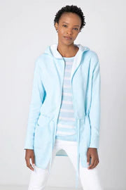 Reversible Drawstring Hoodie Iced Aqua/White by Kinross