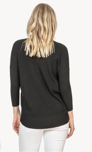 3/4 Sleeve Cotton Modal Sweater in Black by Lilla P