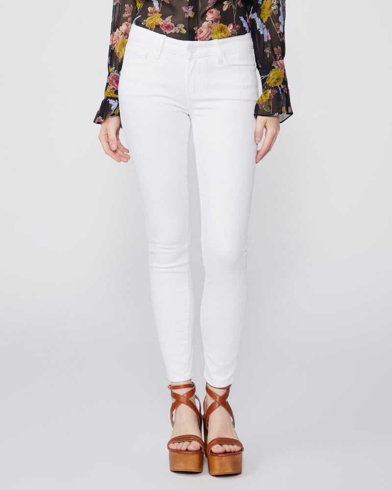 Verdugo Ankle Mid Rise Ultra Skinny Jean in White by Paige