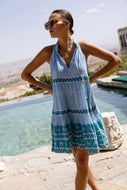 Sleeveless Tiered Short Dress in Marley Blue by Oliphant