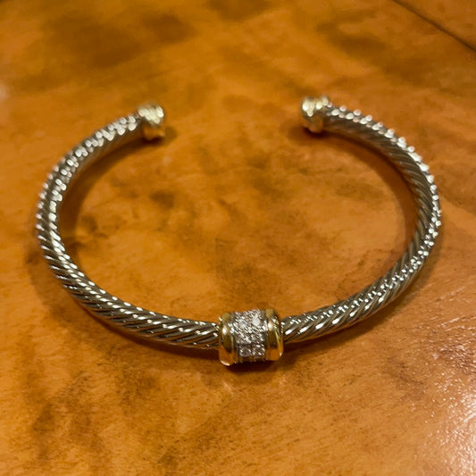 Cable Center Station Bracelet with Diamonds