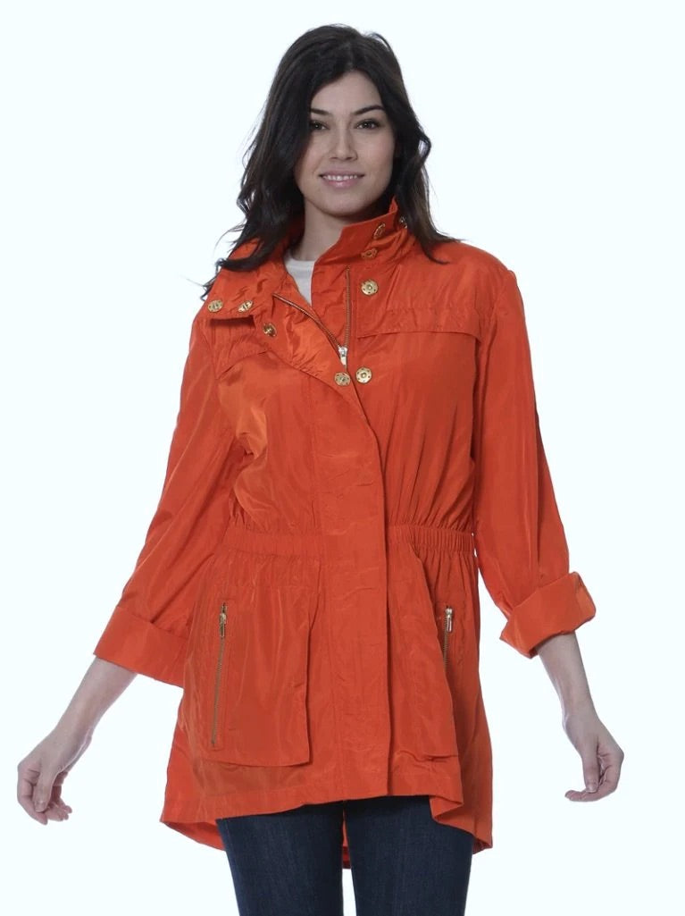 Tess Rain Coat by Ciao Milano in Hermes Orange