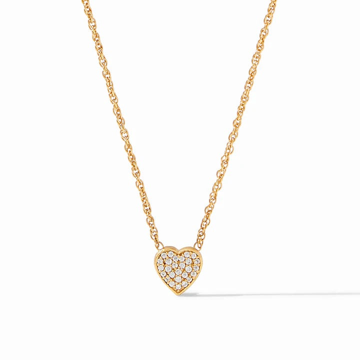 Heart Demi Pave Necklace White Zirconia