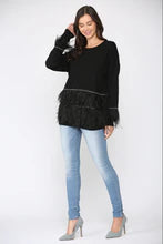 Sally Feather Top in Black by Joh Apparel