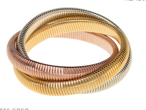 Triple Cobra Bracelet in Gold Rose Gold and Rhodium by Janis Savitt