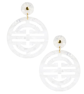 Zoey Acrylic Earring White Shell by Lisi Lerch