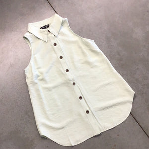 Sleeveless Button Front/ Button Back Top Mint