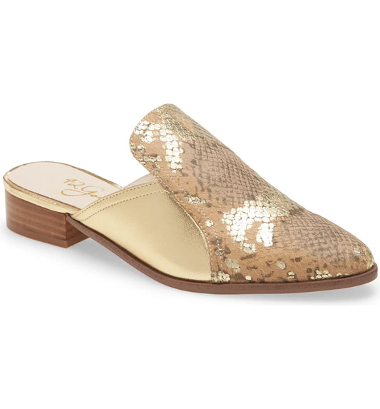 Rue Loafer Mule Snake Metallic by 42 Gold