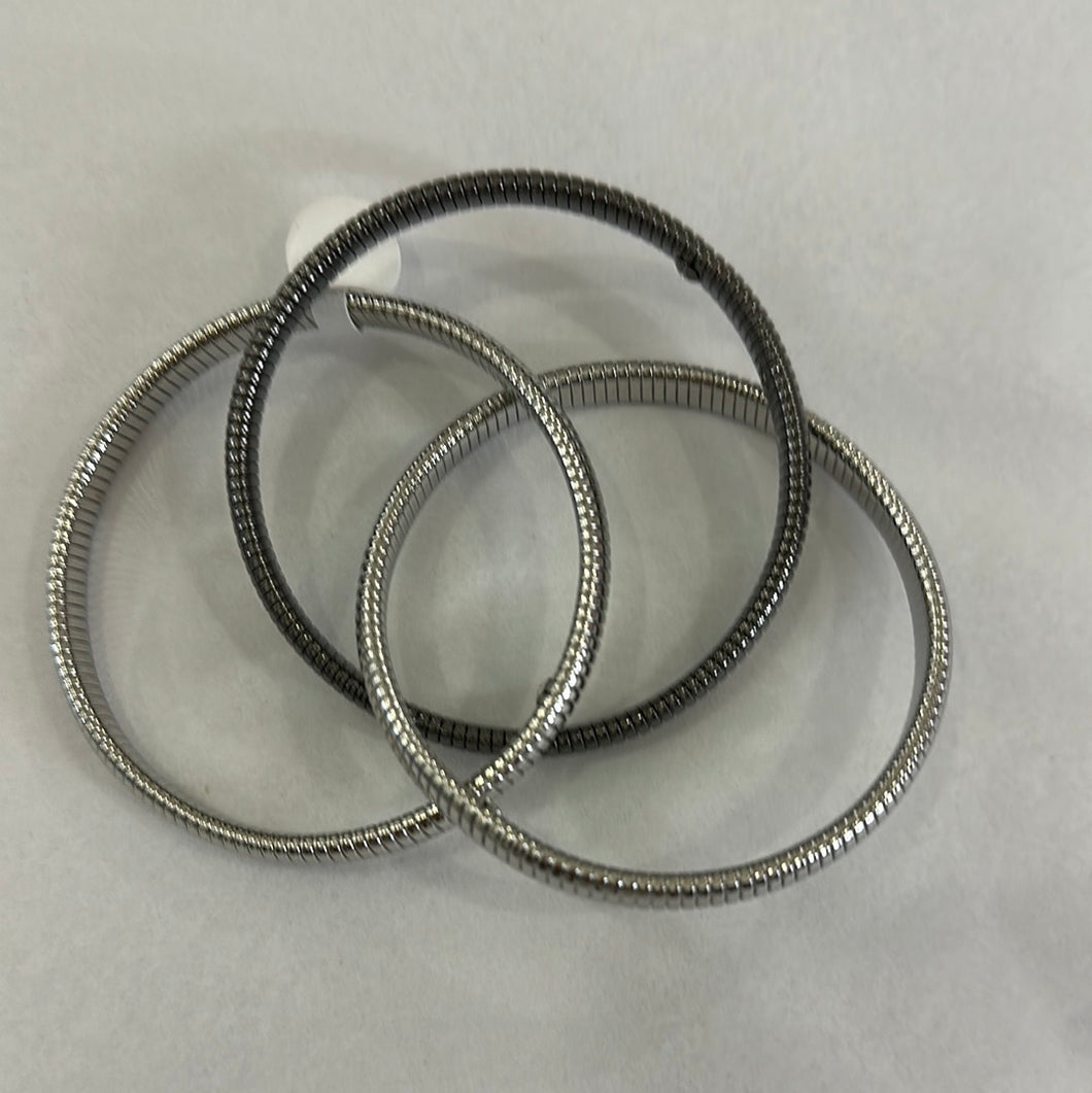 Triple Thin Strand Cobra Bracelet in Rhodium and Gunmetal by Janis Savitt