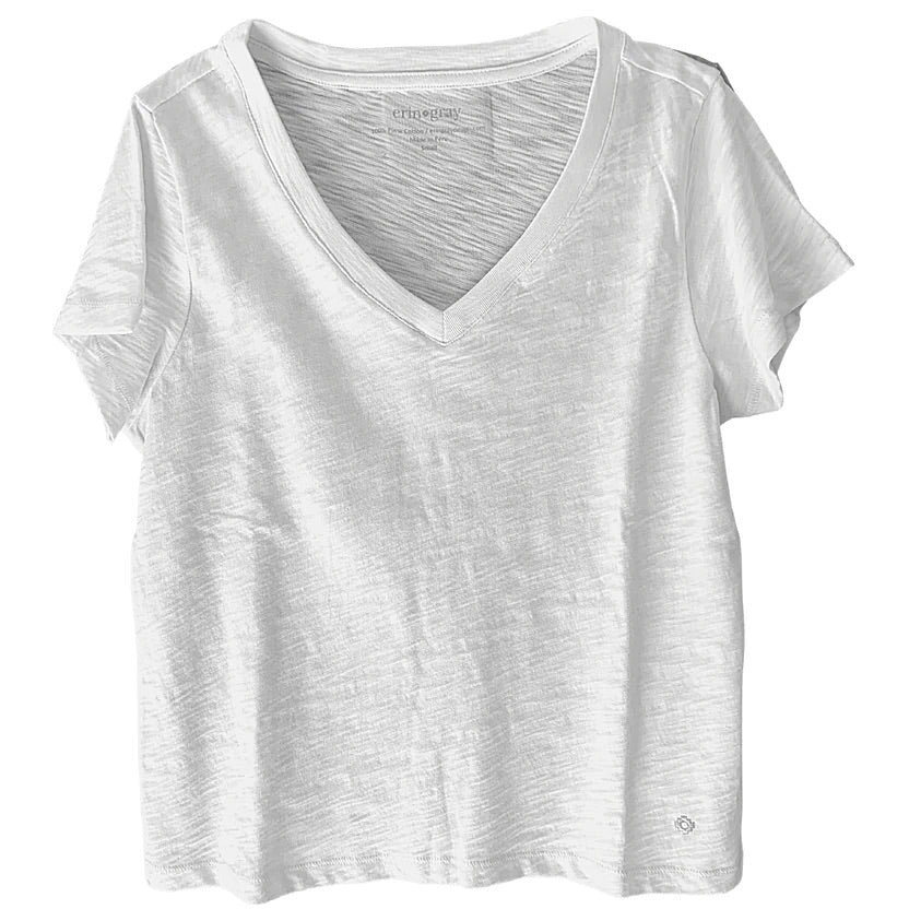 Short Sleeve Low-key V Tee White by Erin Gray