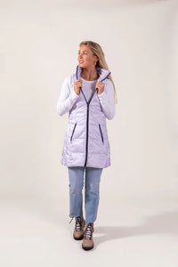 LONG NYLON DOWN VEST by Anorak in Lilac