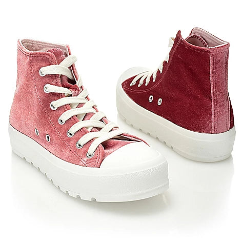 Hightop Velvet Sneaker in Blush by Corky’s