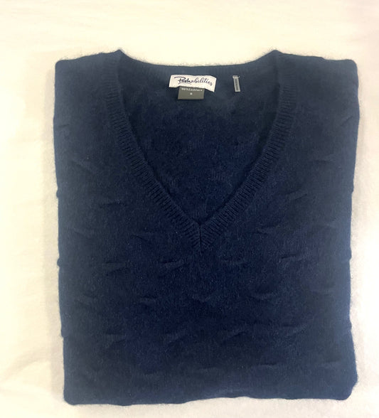 Cashmere sweater  birds eye in navy blue by Poshabilites