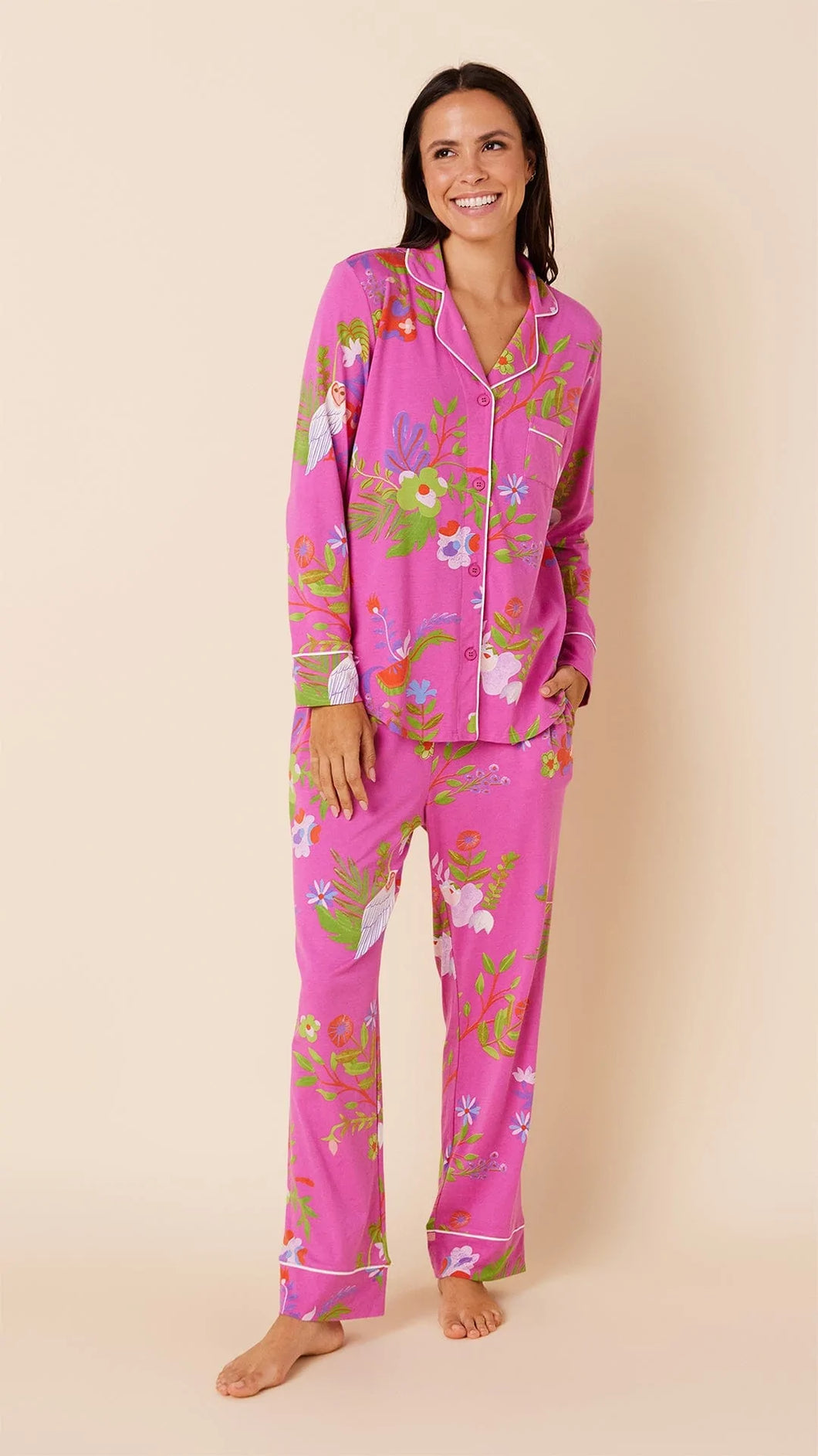 The Cat's Pajamas Women's Pima Knit Capri Pajama Set, Chrysantheme