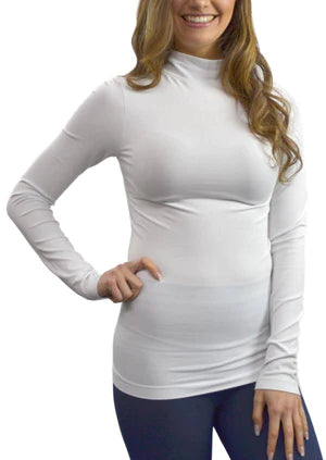 Long Sleeve Mock Neck Top in White by Elietian