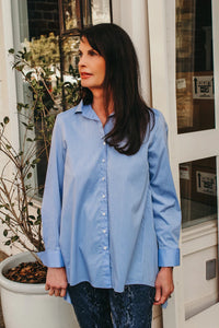 Button Down Tunic in Blue by Krazy Larry Style SH-96