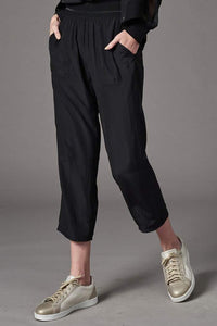 D Satin Cropped Jogger in Black by Lola and Sophie